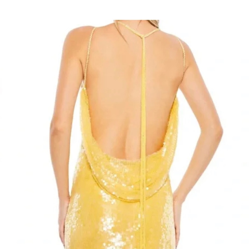 Mac Duggal sequin yellow dress